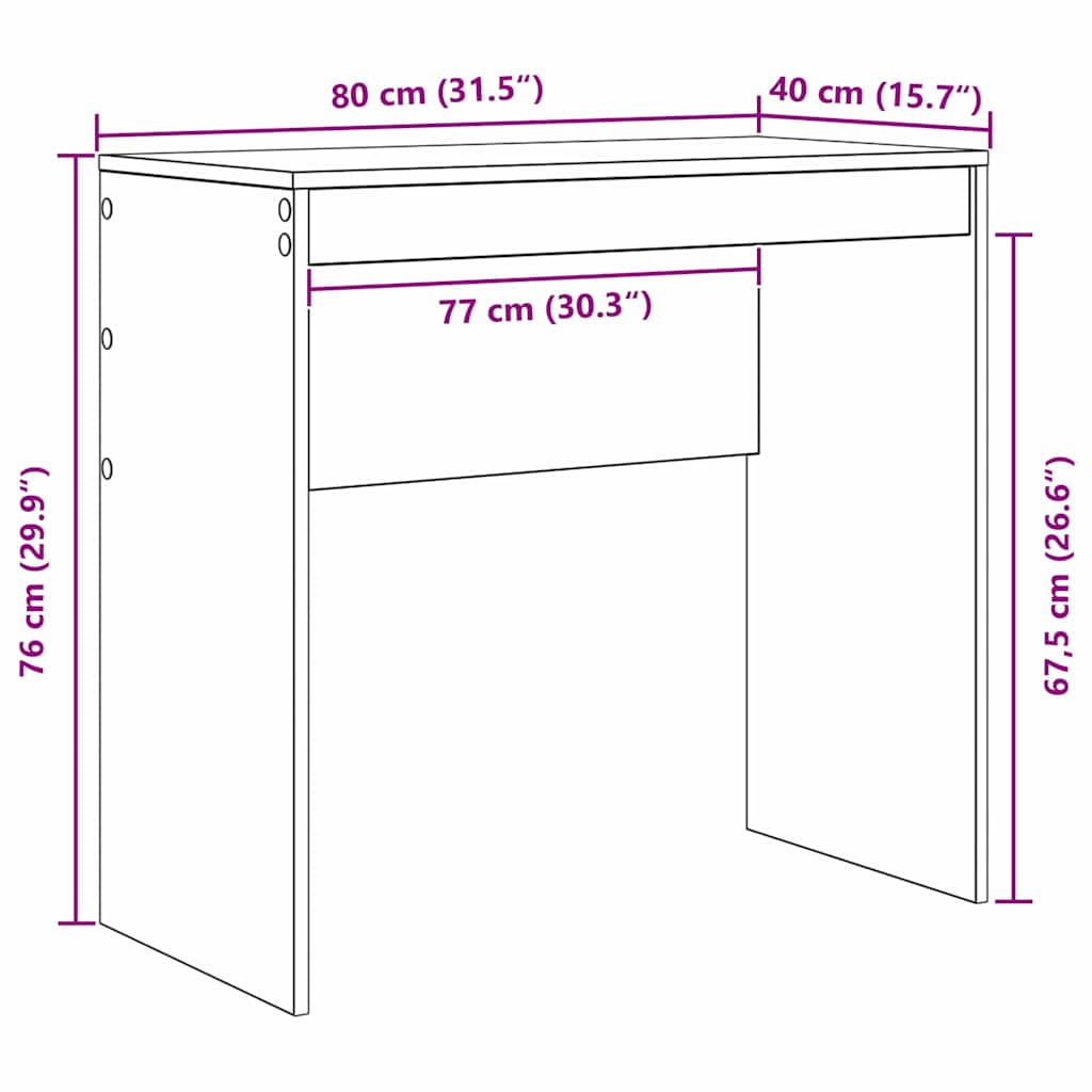 Schreibtisch Grau Sonoma 80 x 40 x 76 cm Holzwerkstoff